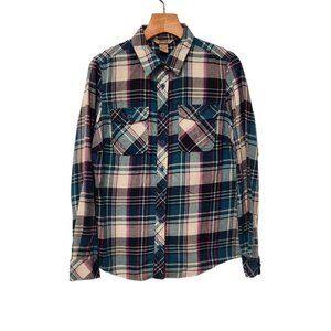 Duluth Trading Top Crosscut Wicking Flannel Plaid Shirt Bust Proof Soft Womens S